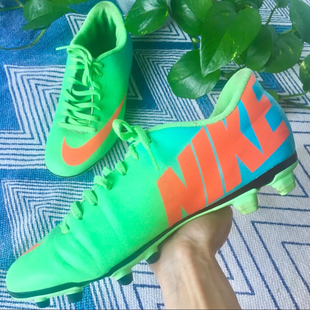 NIKE Mercurial Soccer Cleats neon green blue 8.5